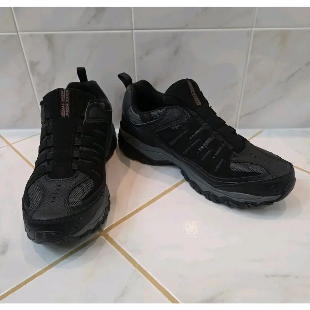 Skechers Mens After Burn Memory Fit Sneaker Black Sz 11